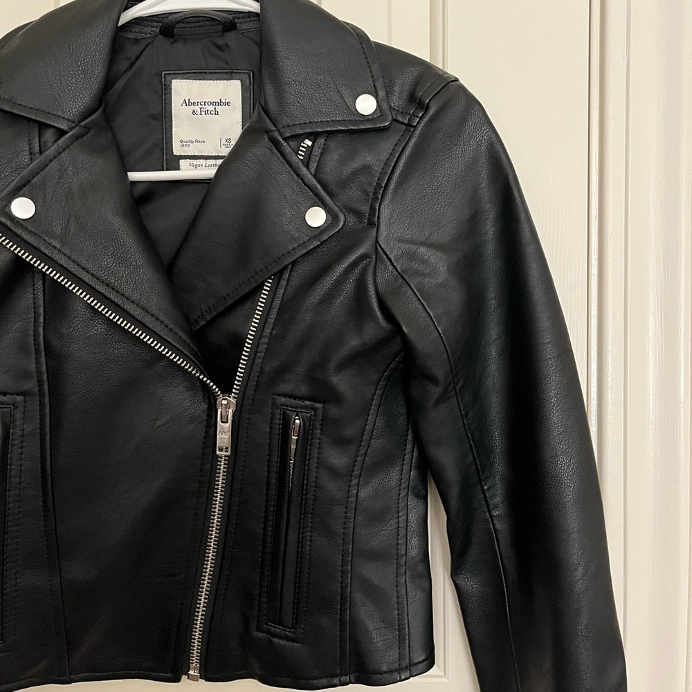A&F Cropped Faux Leather Jacket
